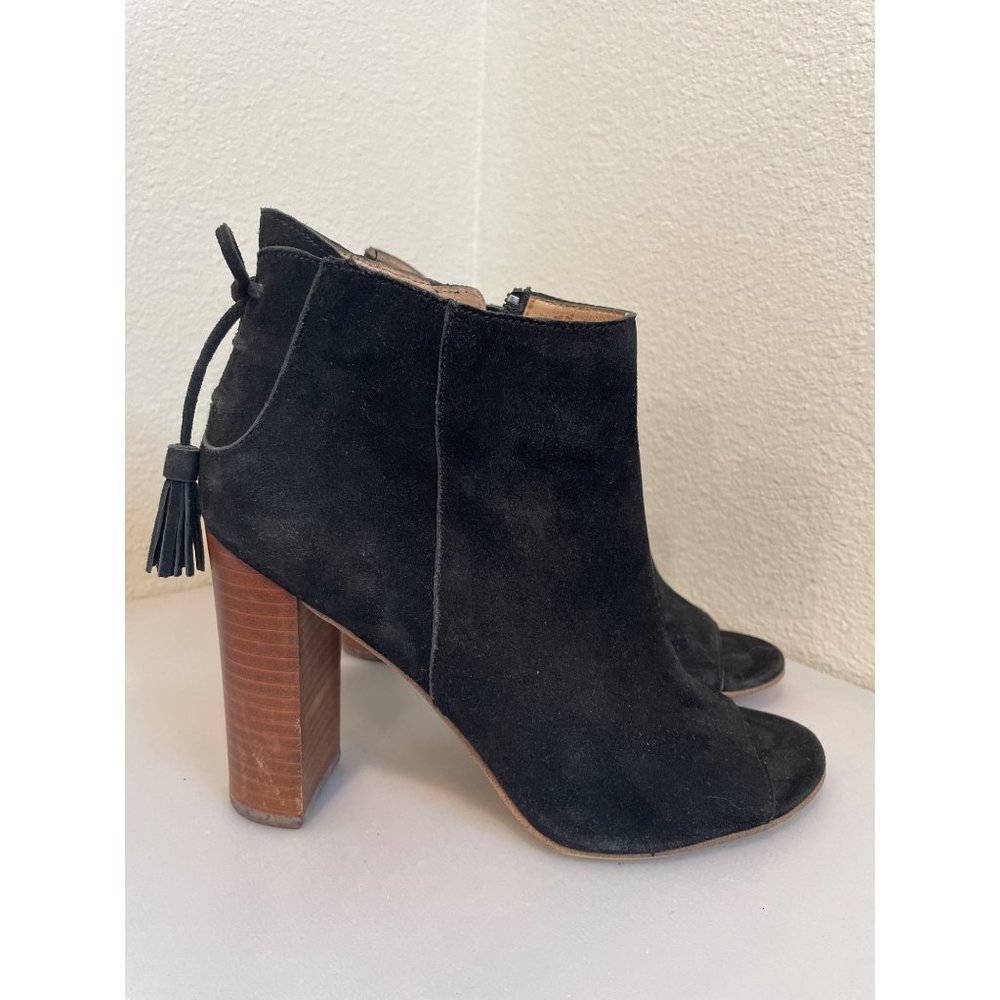 Halogen Warin Black Suede Open Toe Bootie